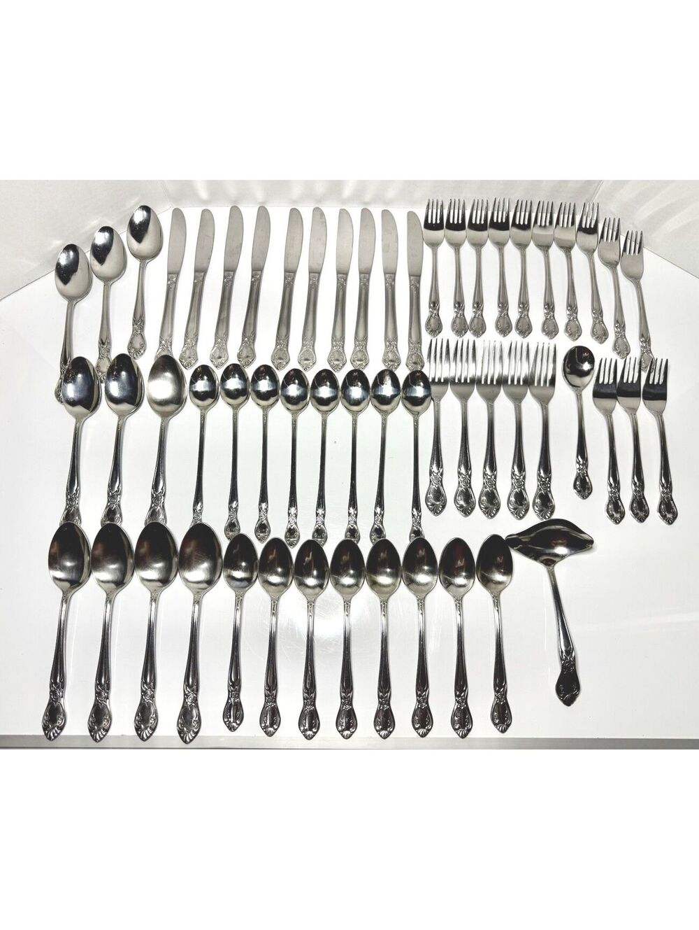 Vintage Hull Lady Dauphine Stainless Flatware Set 56 Pcs Japan AAA Floral Rose
